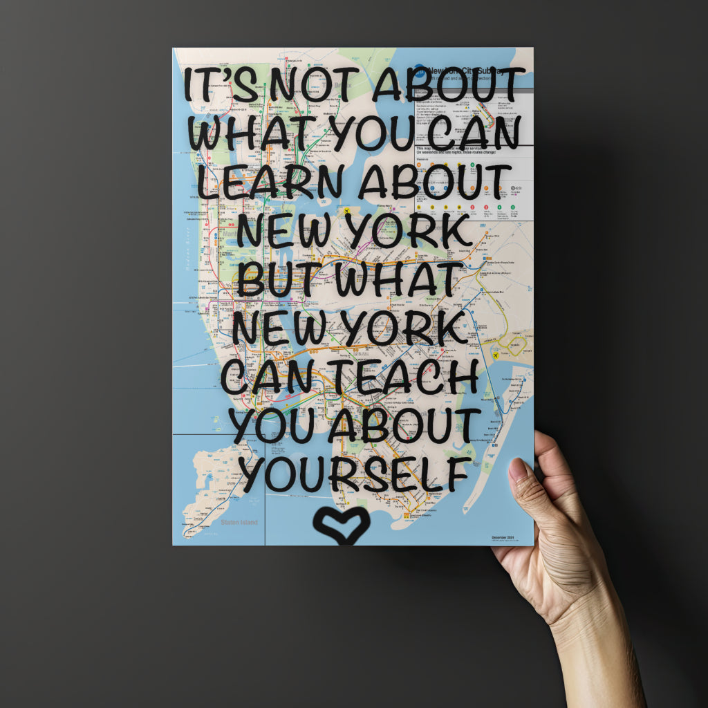 New York City Subway Map Wall Art - Inspirational Quote Print - Framed Canvas or Gloss Paper