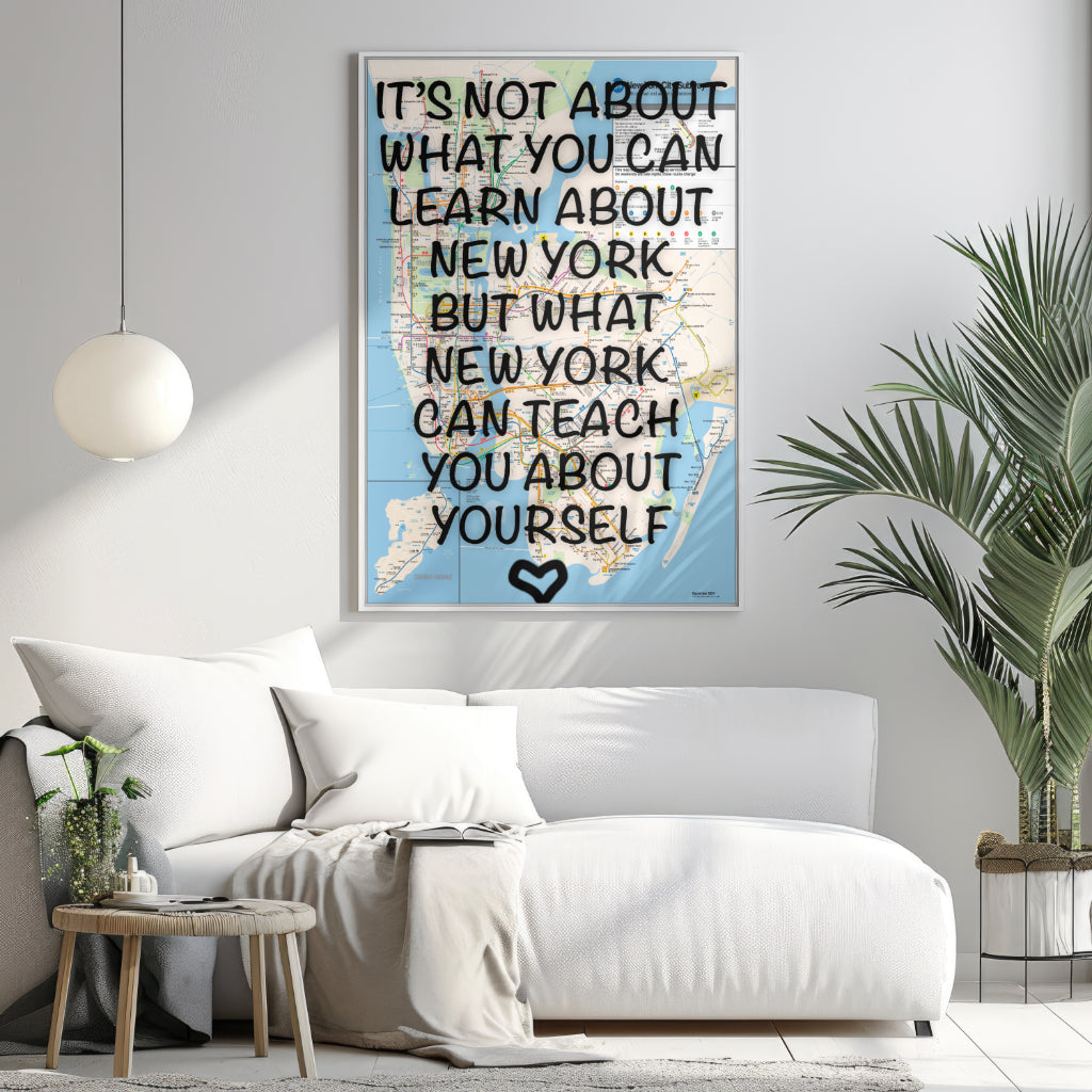 New York City Subway Map Wall Art - Inspirational Quote Print - Framed Canvas or Gloss Paper