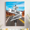 Couple's Name and Date Poster Wall Art Print Canvas on Street Sign Road