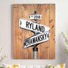 Couple's Name and Date Poster Wall Art Print Canvas on Street Sign Wood