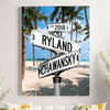 Couple's Name and Date Poster Wall Art Print Canvas on Street Sign Palm Beach