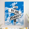 Couple's Name and Date Poster Wall Art Print Canvas on Street Sign Blue Sky