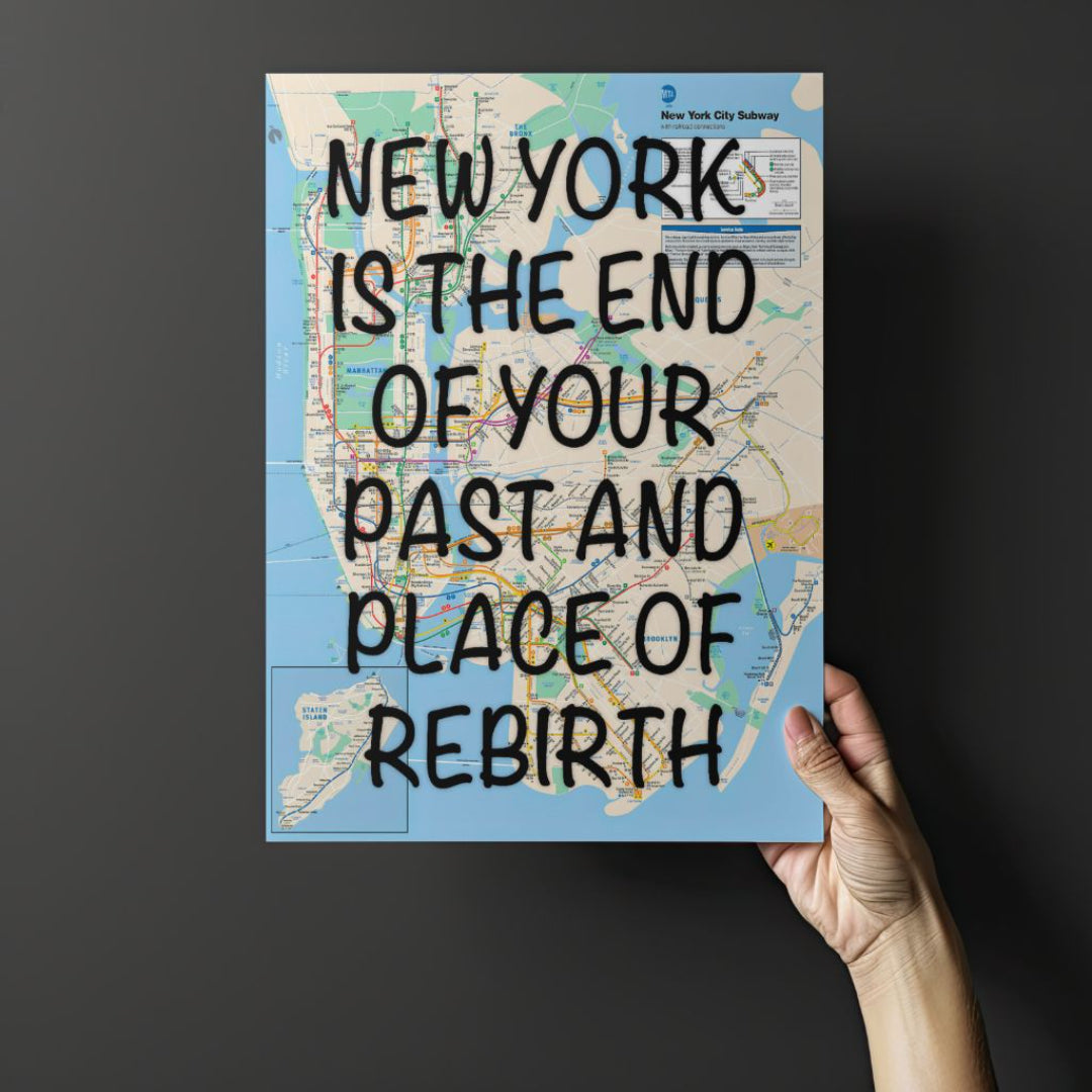 New York City Subway Map Wall Art - Inspirational Quote Print - Framed Canvas or Gloss Paper Rebirth